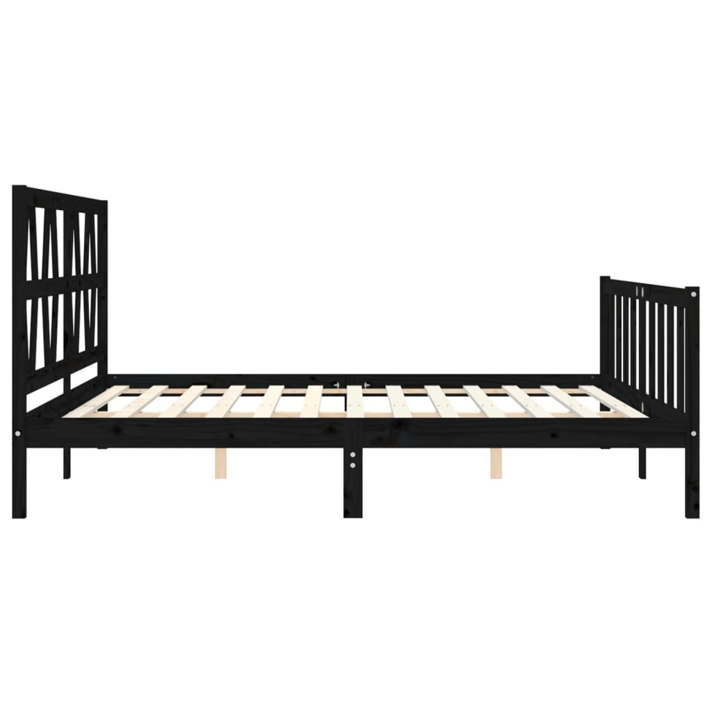 Bed Frame without Mattress Black 200x200 cm Solid Wood Pine