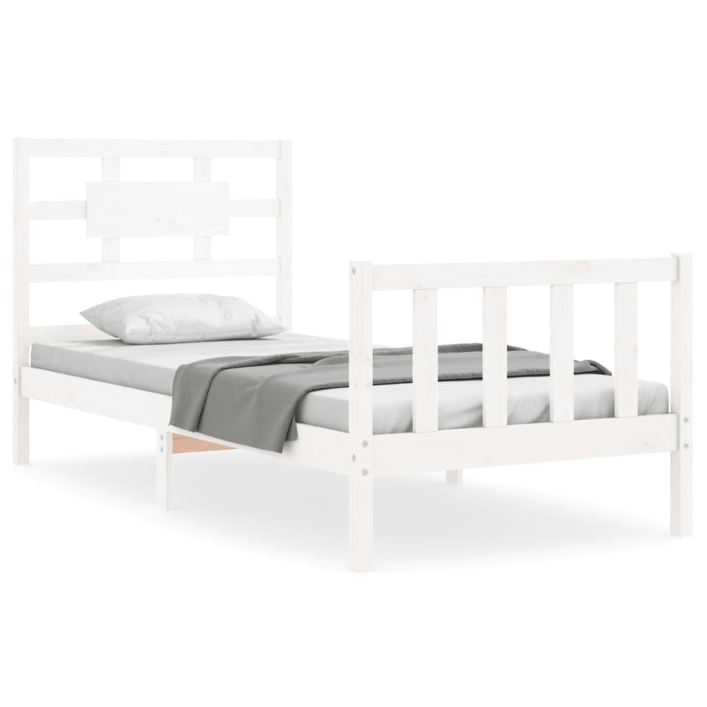 Bed Frame without Mattress White Single Solid Wood Pine