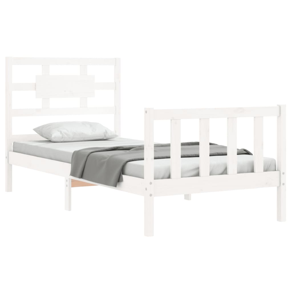 Bed Frame without Mattress White Single Solid Wood Pine
