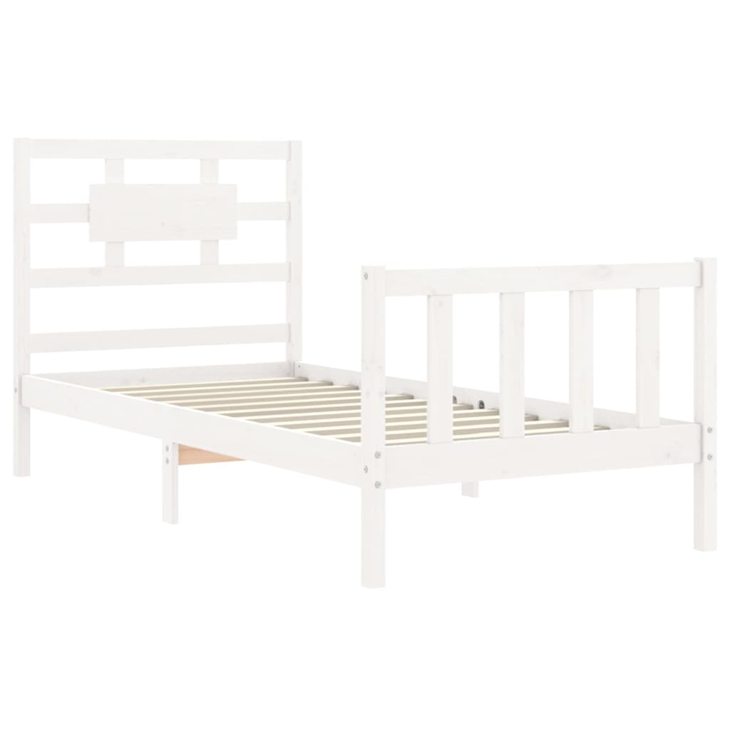 Bed Frame without Mattress White Single Solid Wood Pine