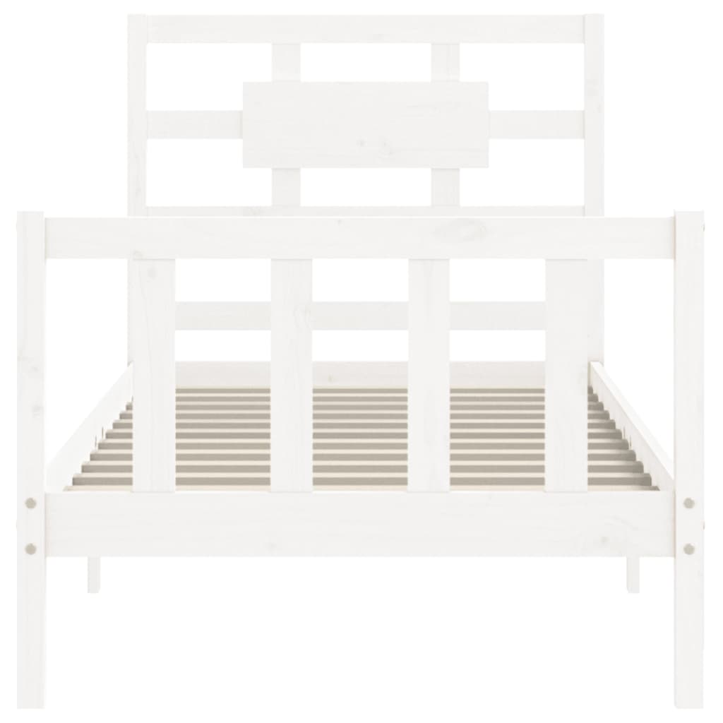Bed Frame without Mattress White Single Solid Wood Pine