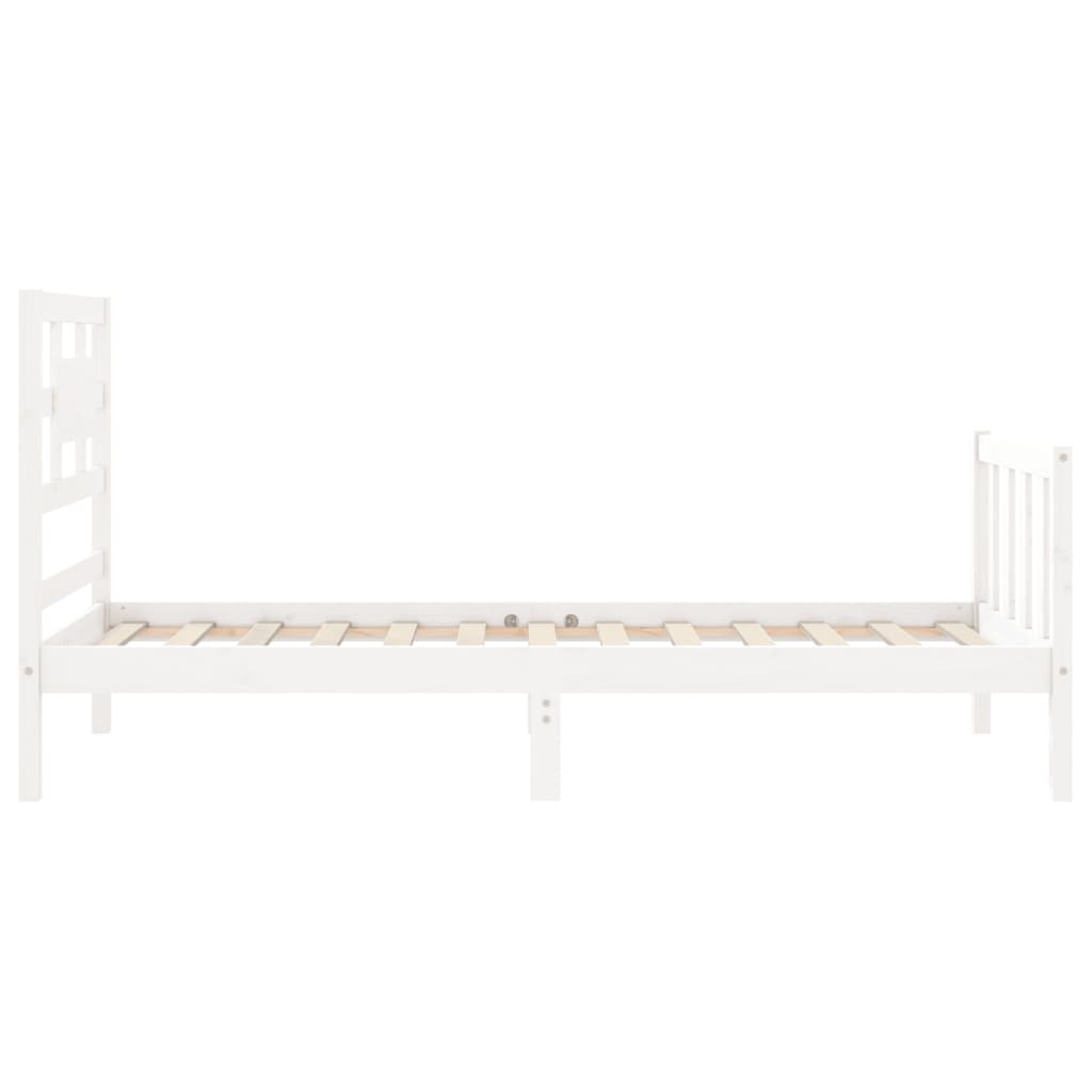 Bed Frame without Mattress White Single Solid Wood Pine