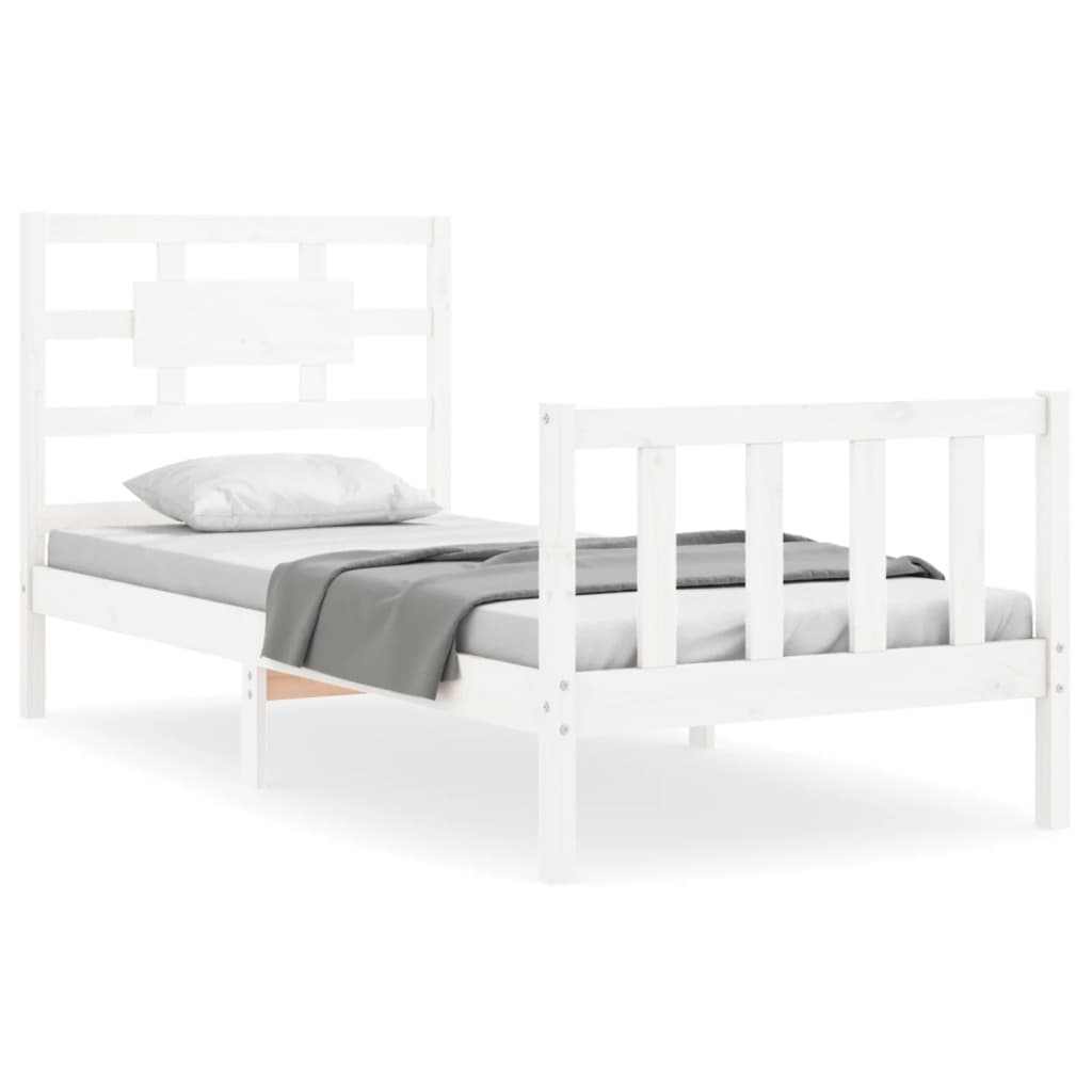 Bed Frame without Mattress White 90x200 cm Solid Wood Pine