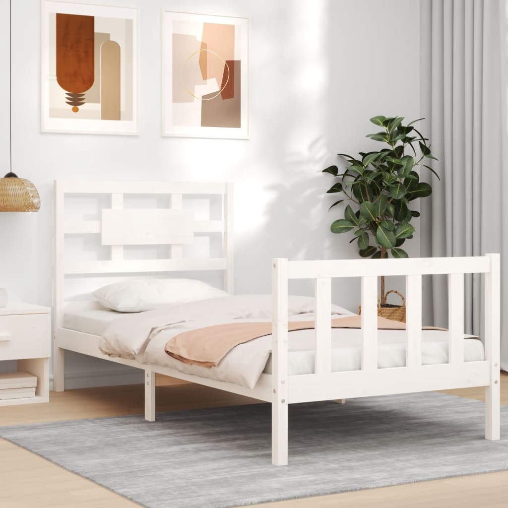 Bed Frame without Mattress White 90x200 cm Solid Wood Pine