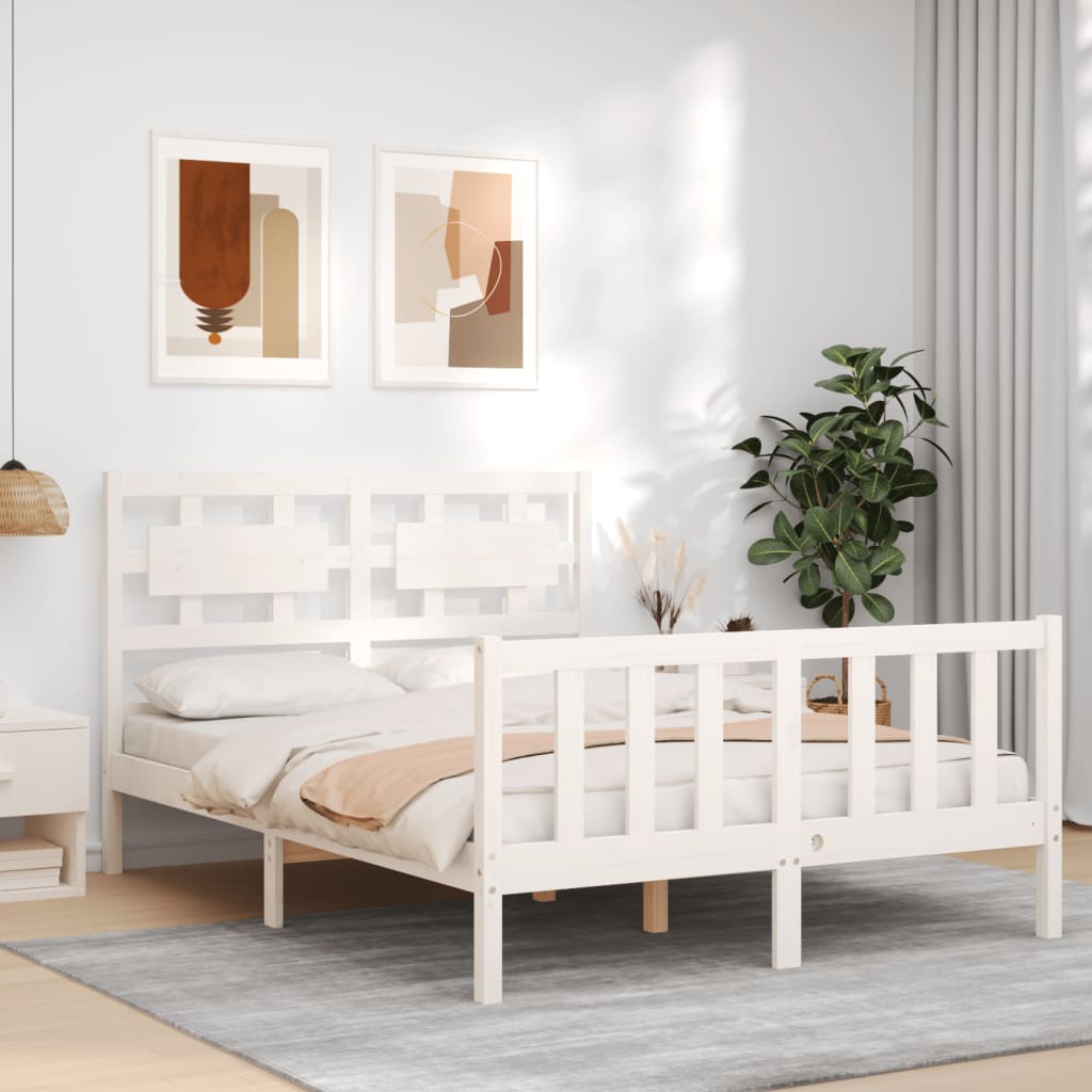 Bed Frame without Mattress White 120x200 cm Solid Wood Pine