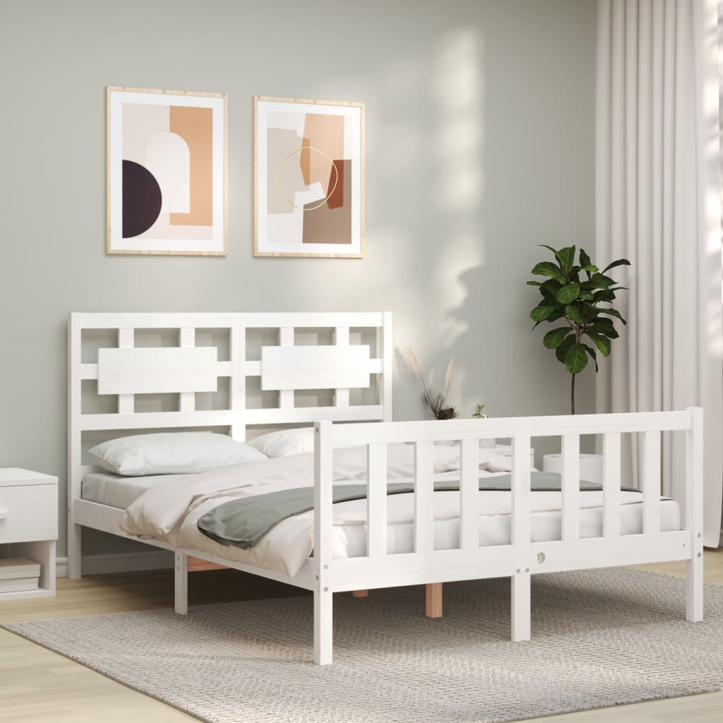 Bed Frame without Mattress White 120x200 cm Solid Wood Pine
