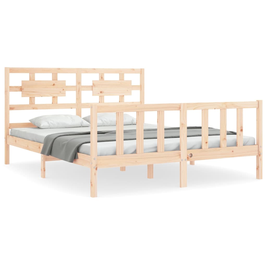 Bed Frame without Mattress King Size Solid Wood Pine