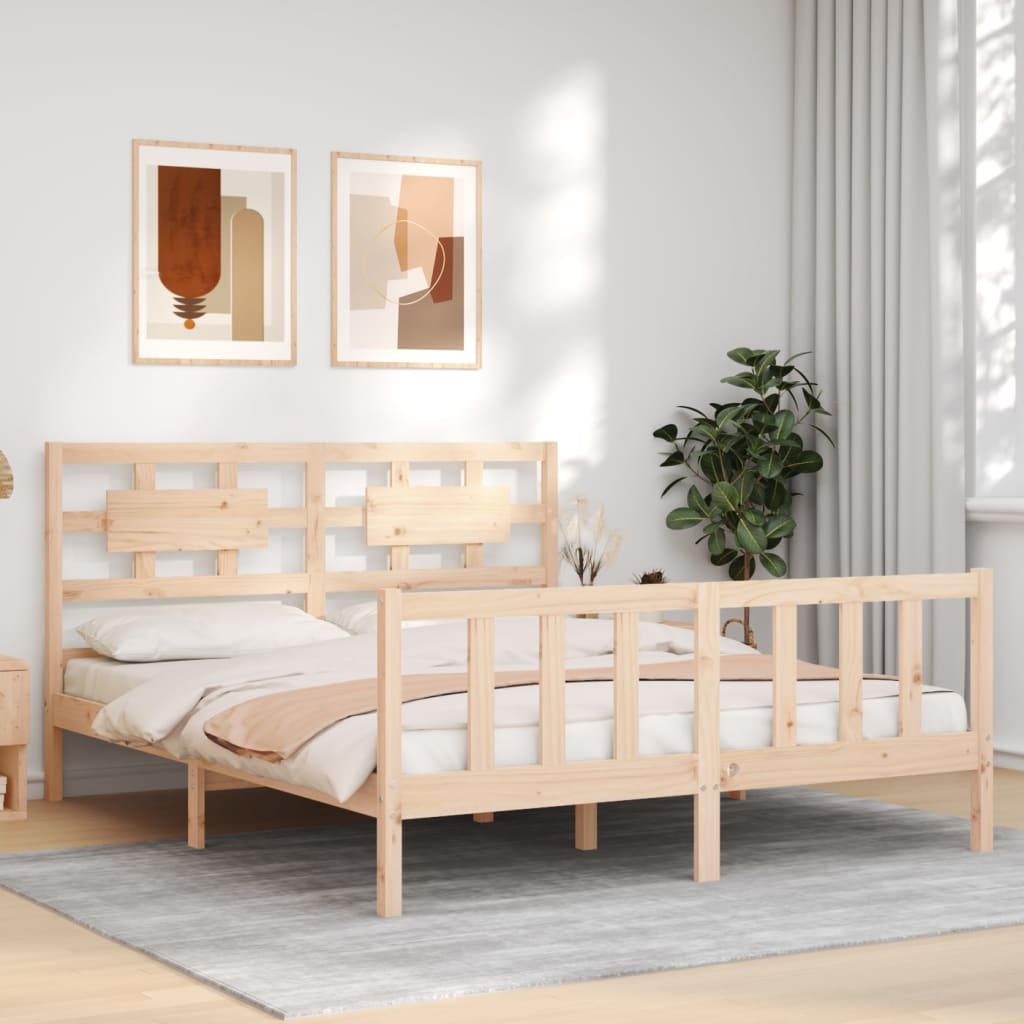 Bed Frame without Mattress King Size Solid Wood Pine