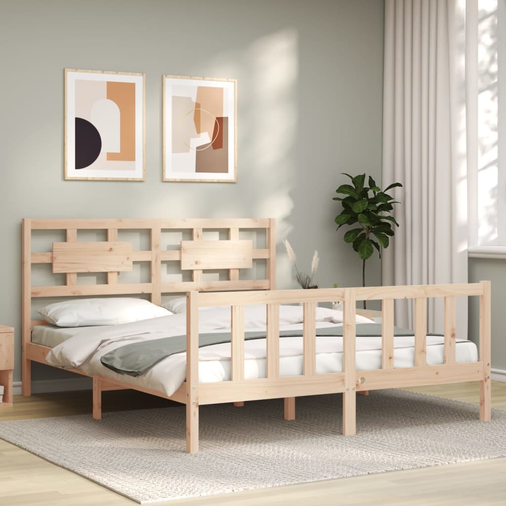 Bed Frame without Mattress King Size Solid Wood Pine