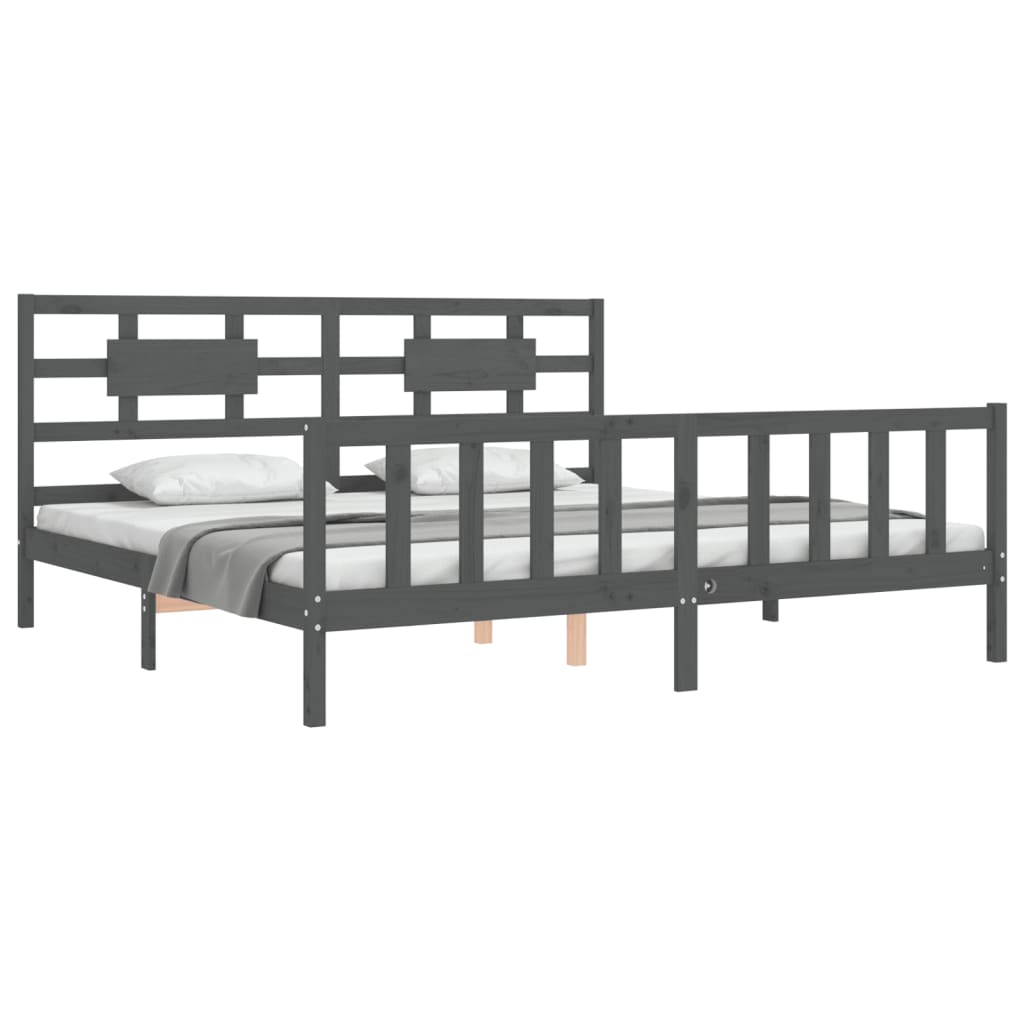 Bed Frame without Mattress Grey 200x200 cm Solid Wood Pine