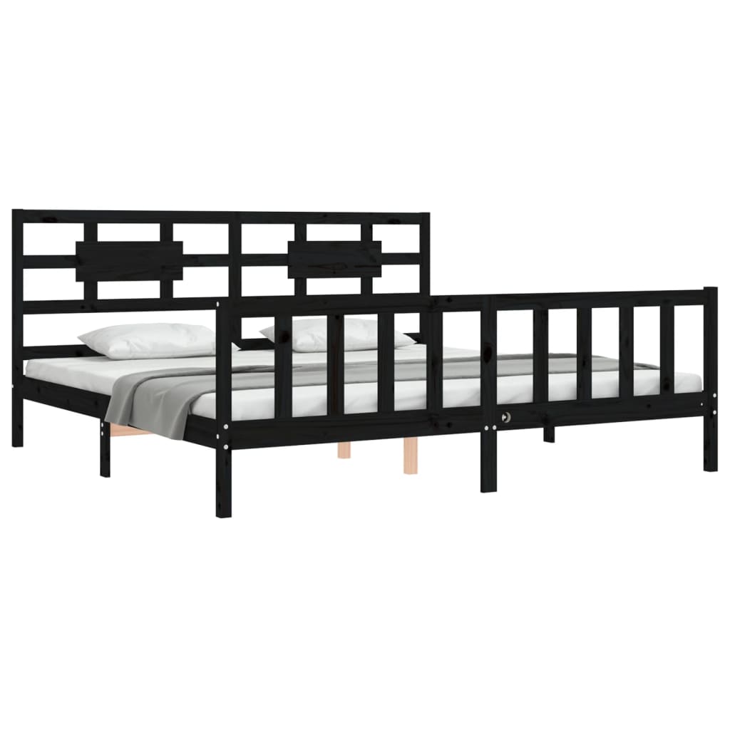 Bed Frame without Mattress Black 200x200 cm Solid Wood Pine