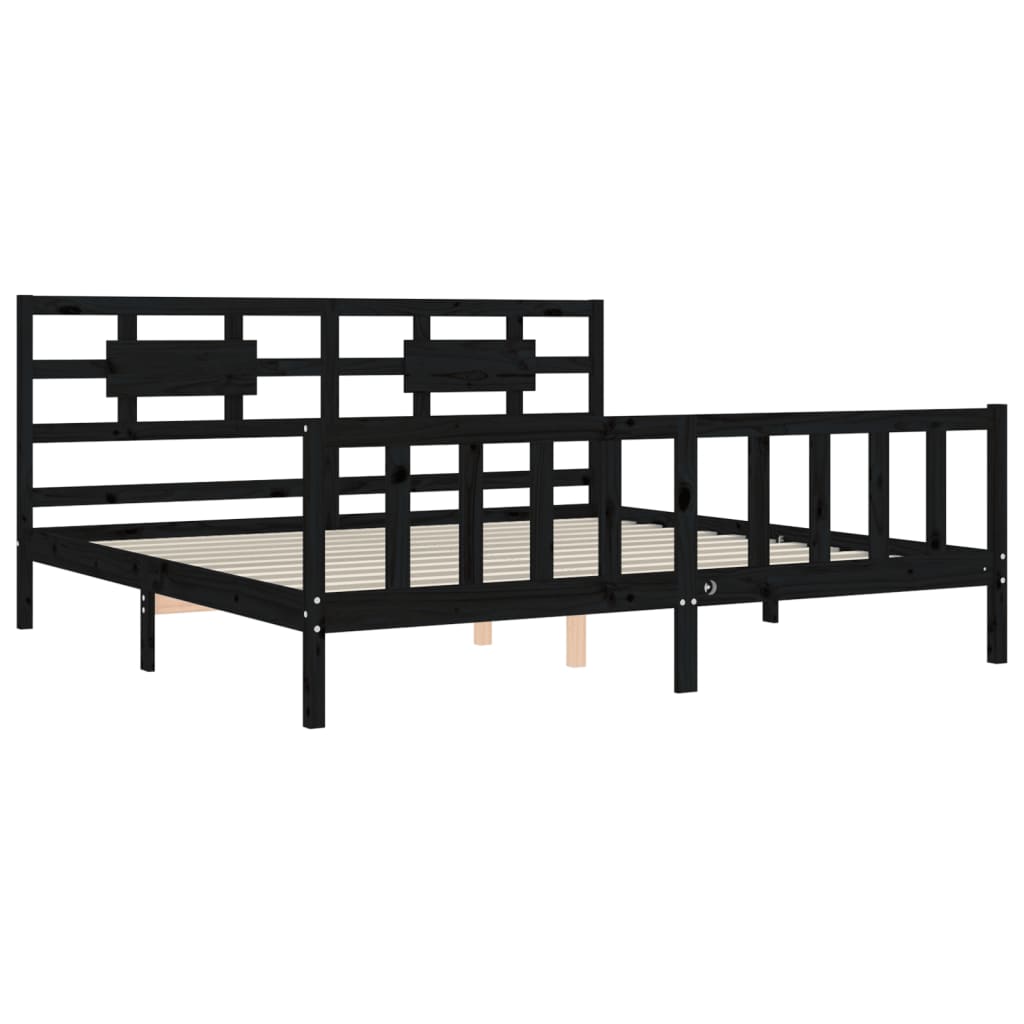 Bed Frame without Mattress Black 200x200 cm Solid Wood Pine