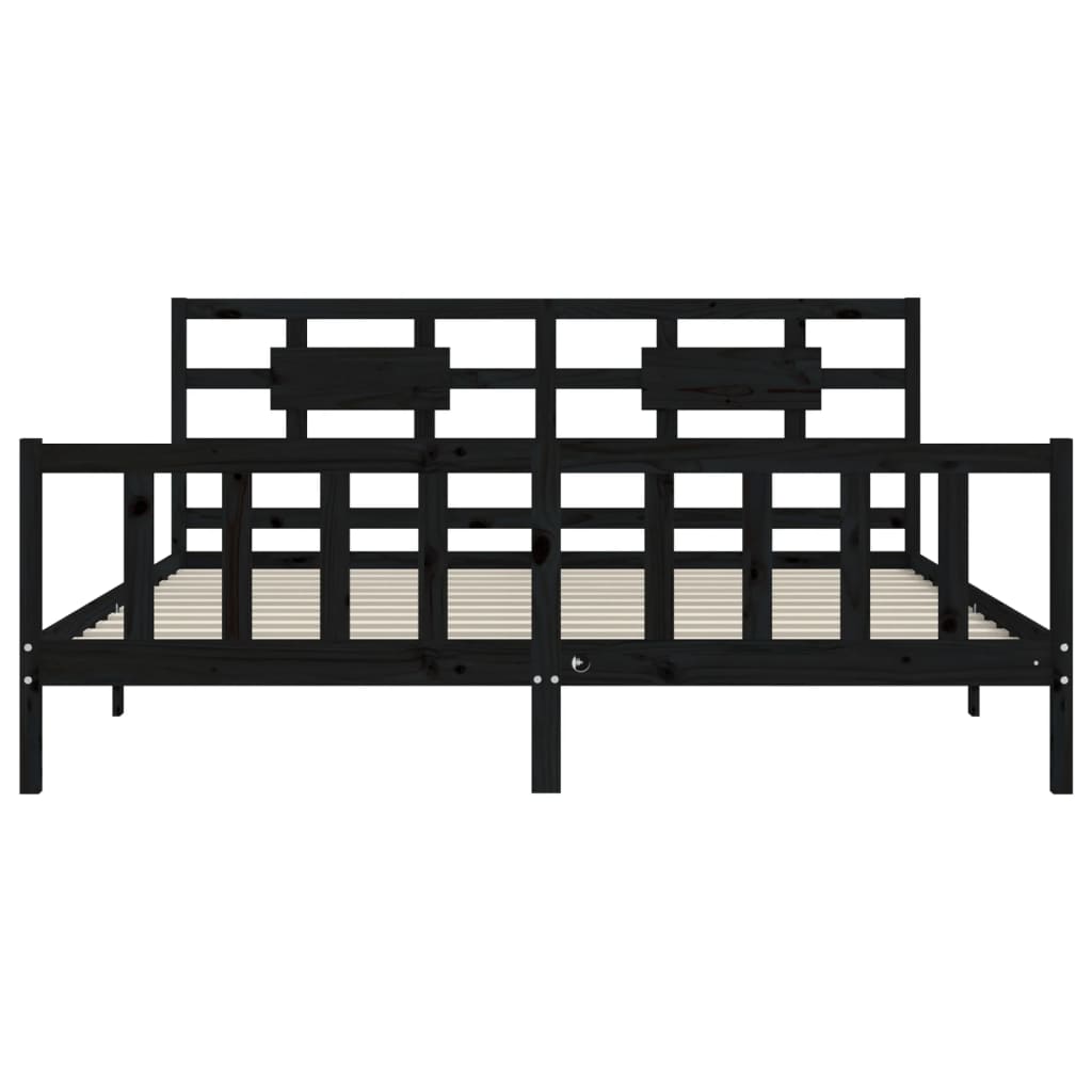 Bed Frame without Mattress Black 200x200 cm Solid Wood Pine