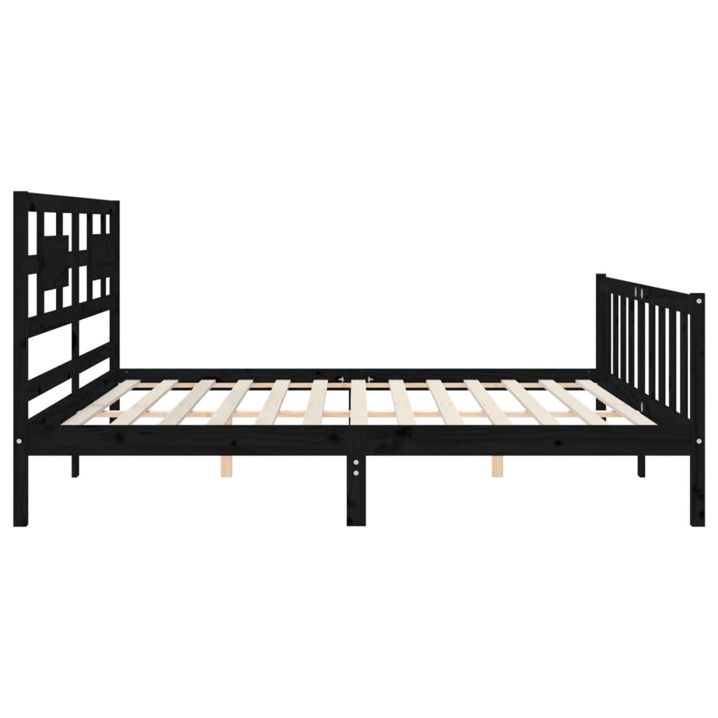 Bed Frame without Mattress Black 200x200 cm Solid Wood Pine