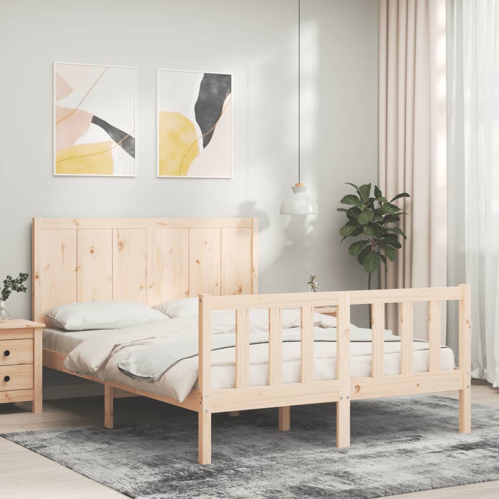 Bed Frame without Mattress Double Solid Wood Pine