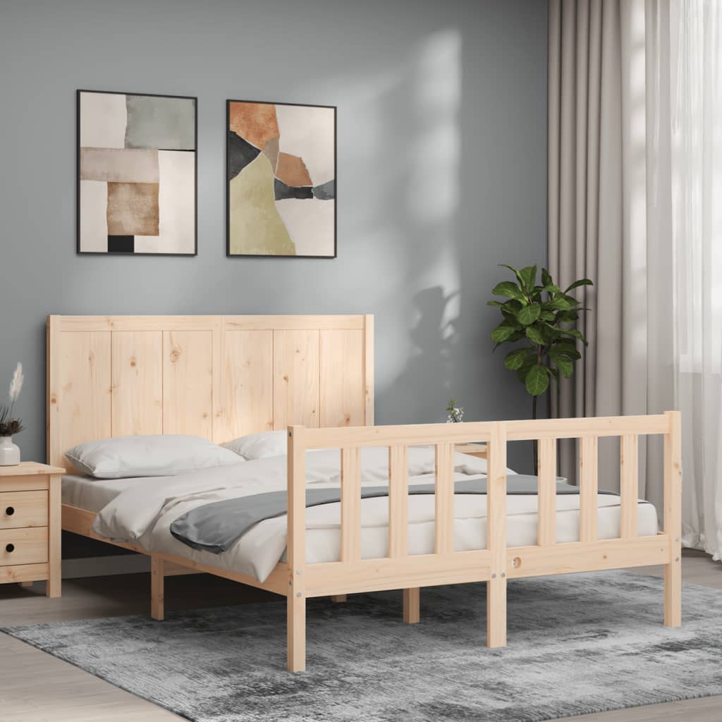 Bed Frame without Mattress Double Solid Wood Pine