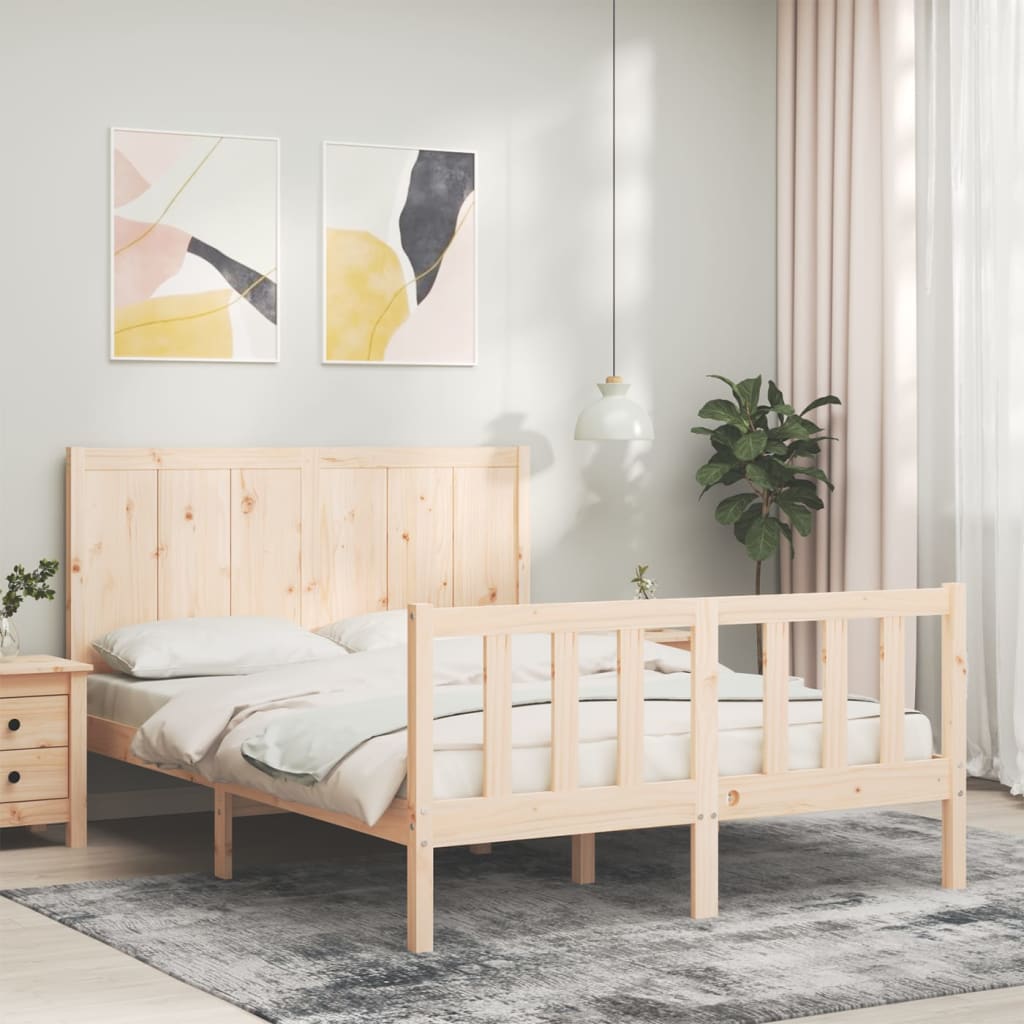 Bed Frame without Mattress 140x190 cm Solid Wood Pine