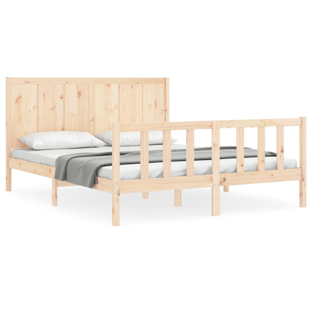 Bed Frame without Mattress King Size Solid Wood Pine
