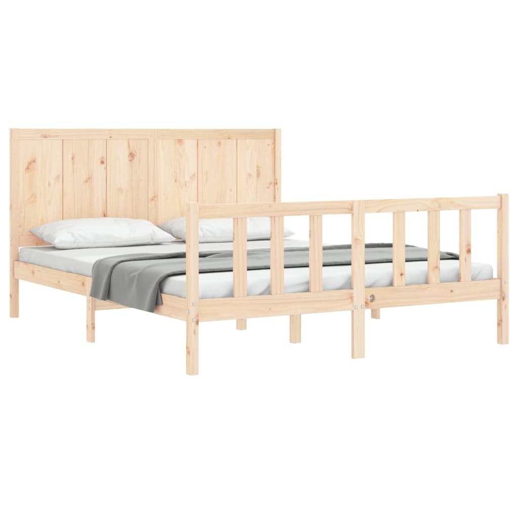 Bed Frame without Mattress King Size Solid Wood Pine