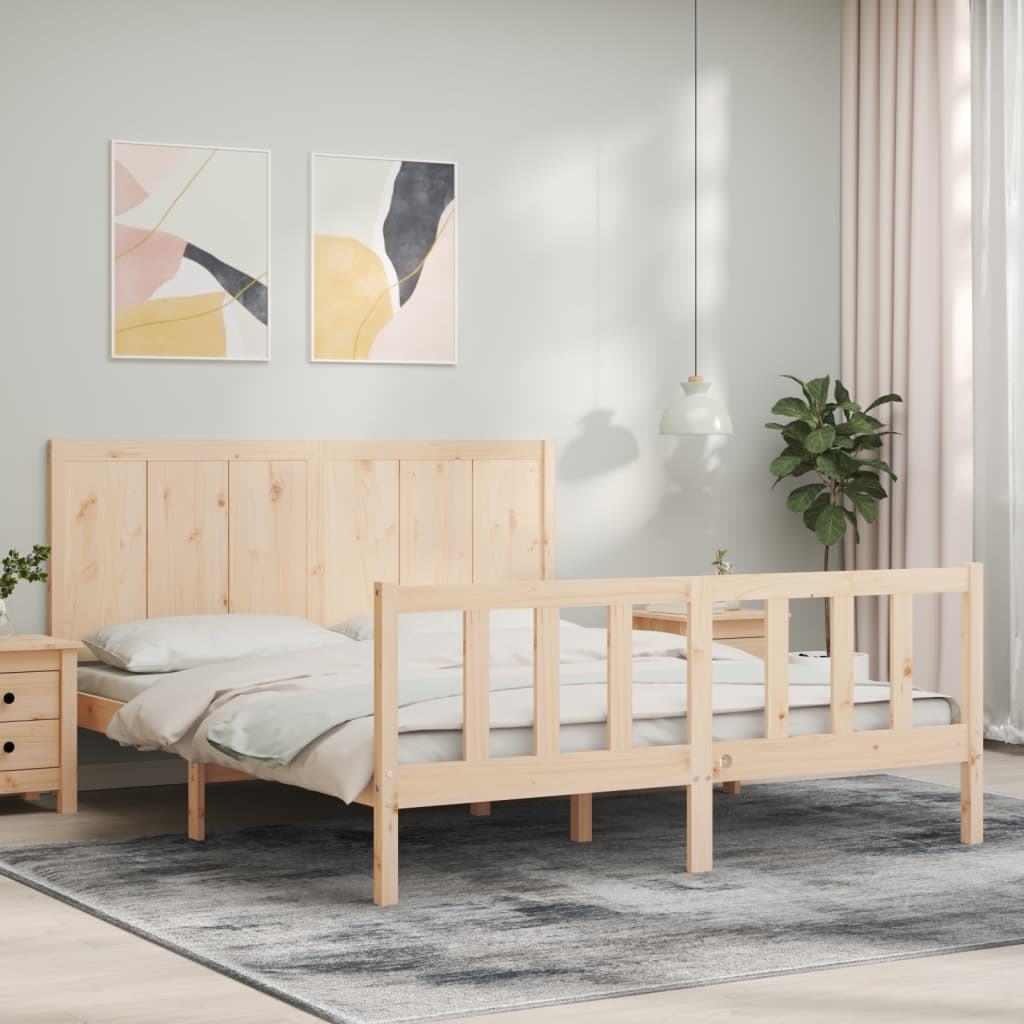 Bed Frame without Mattress King Size Solid Wood Pine