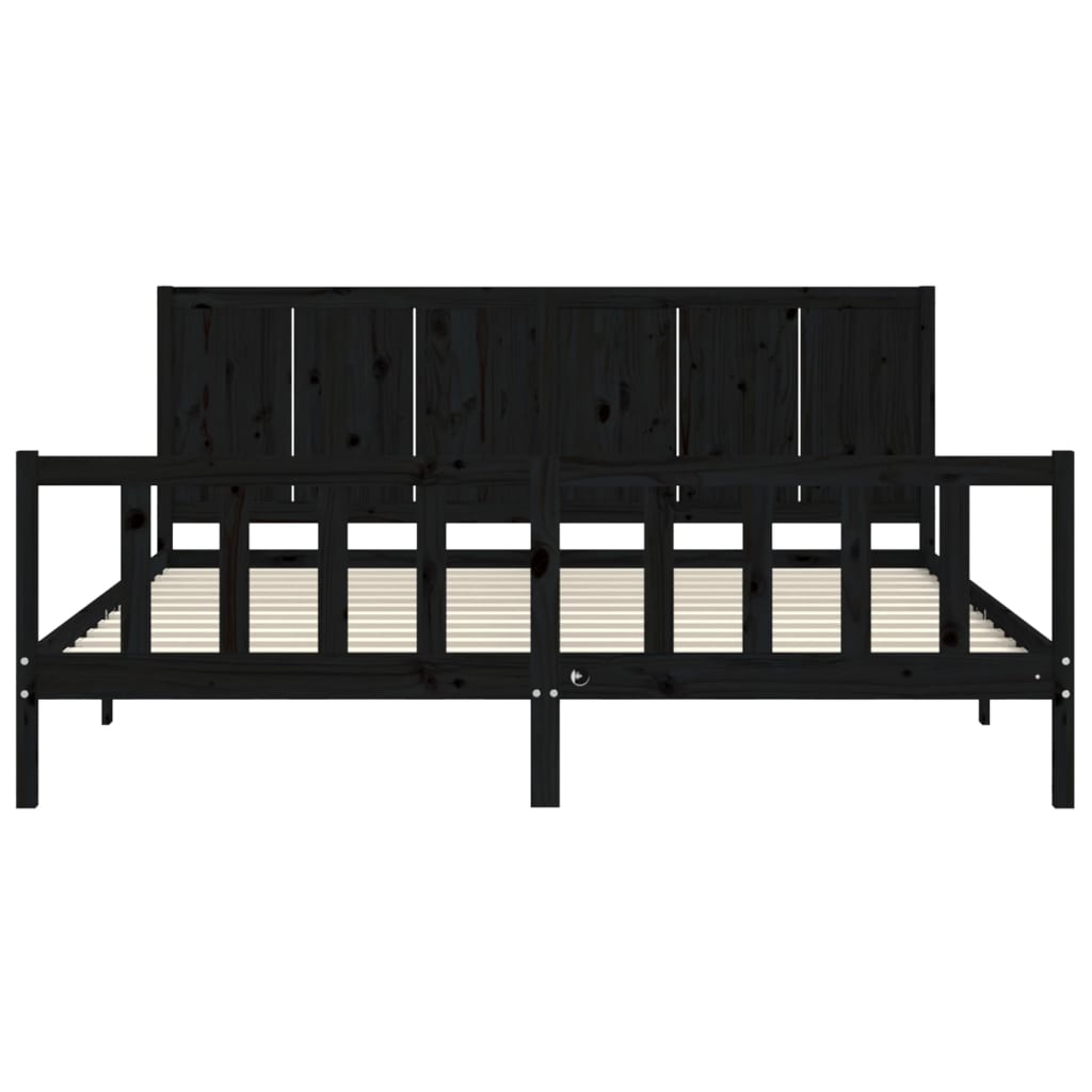 Bed Frame without Mattress Black 200x200 cm Solid Wood Pine