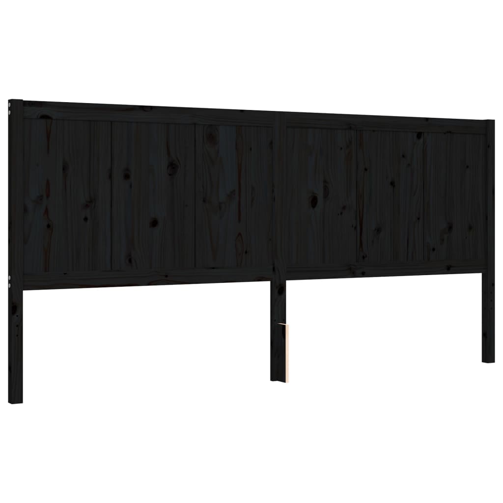Bed Frame without Mattress Black 200x200 cm Solid Wood Pine