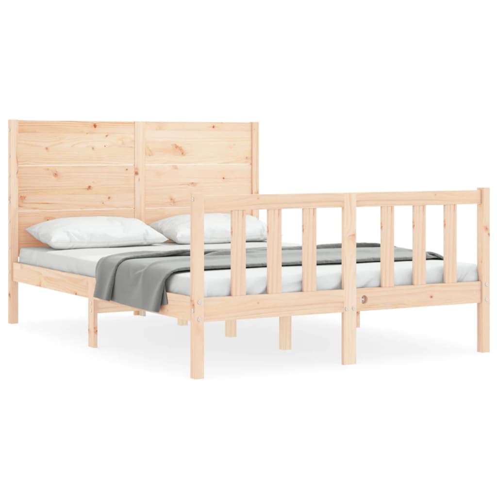 Bed Frame without Mattress Double Solid Wood Pine