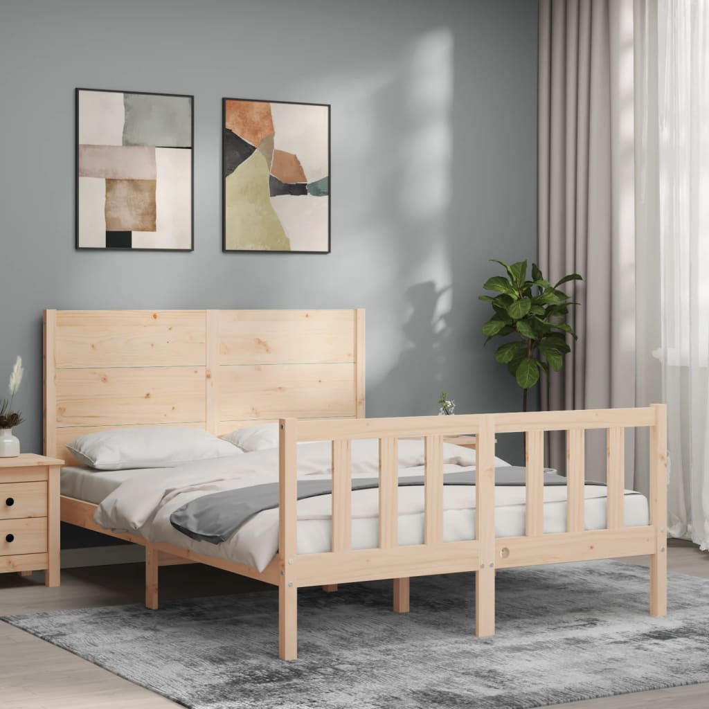 Bed Frame without Mattress Double Solid Wood Pine