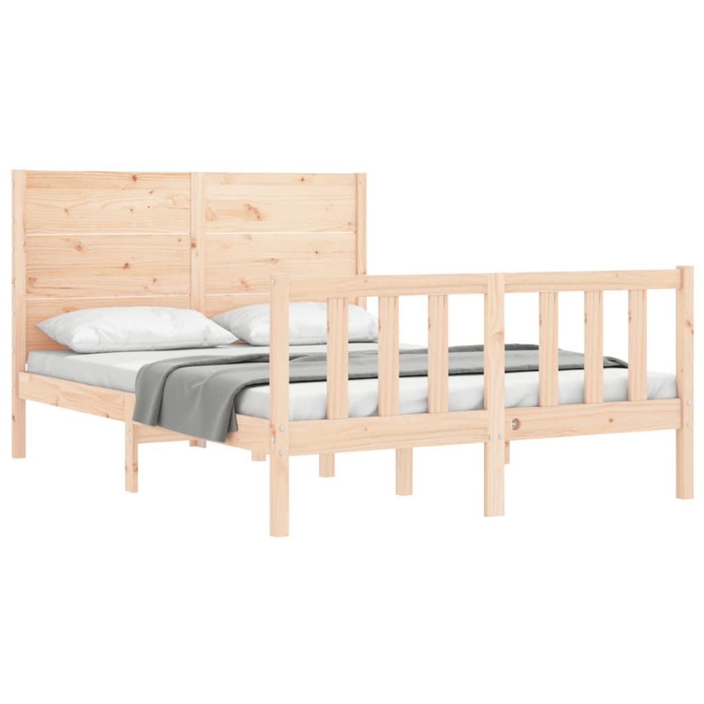 Bed Frame without Mattress Double Solid Wood Pine