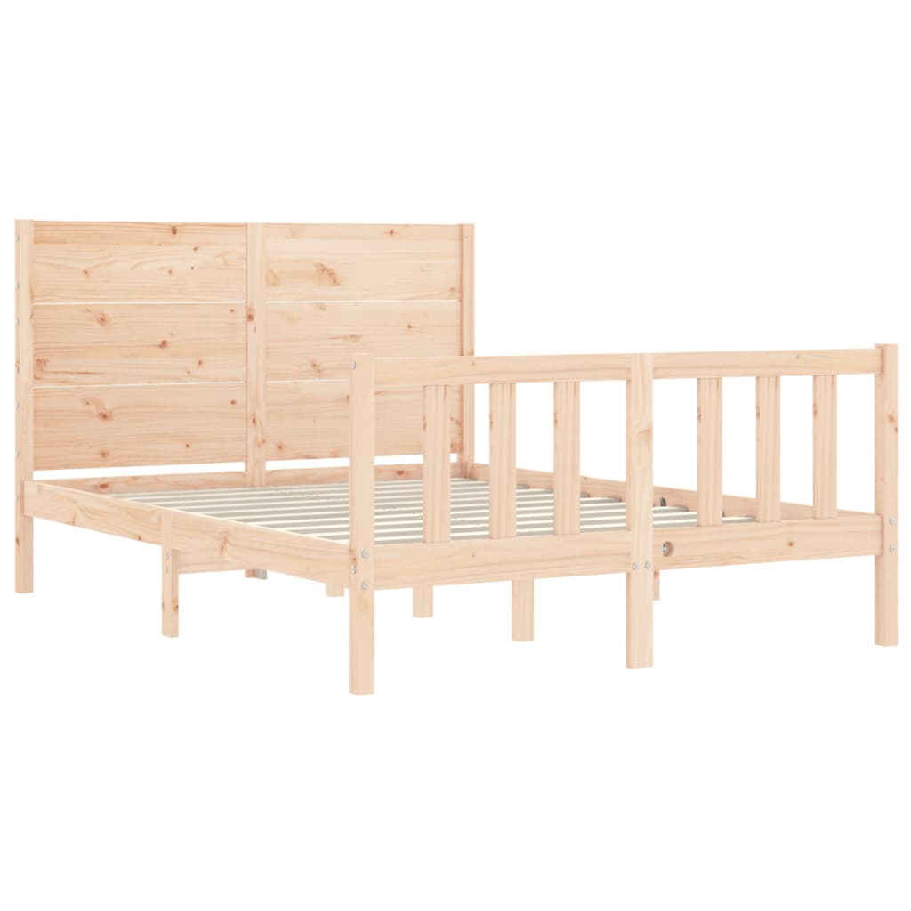 Bed Frame without Mattress Double Solid Wood Pine