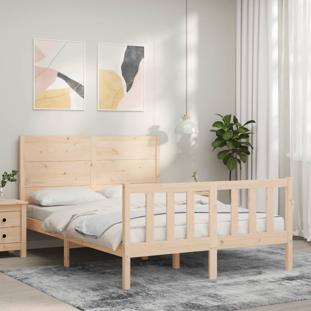 Bed Frame without Mattress Double Solid Wood Pine