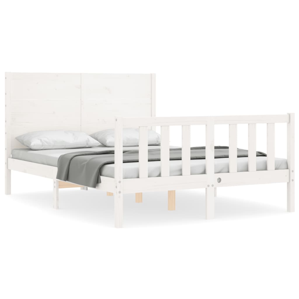 Bed Frame without Mattress White 140x190 cm Solid Wood Pine