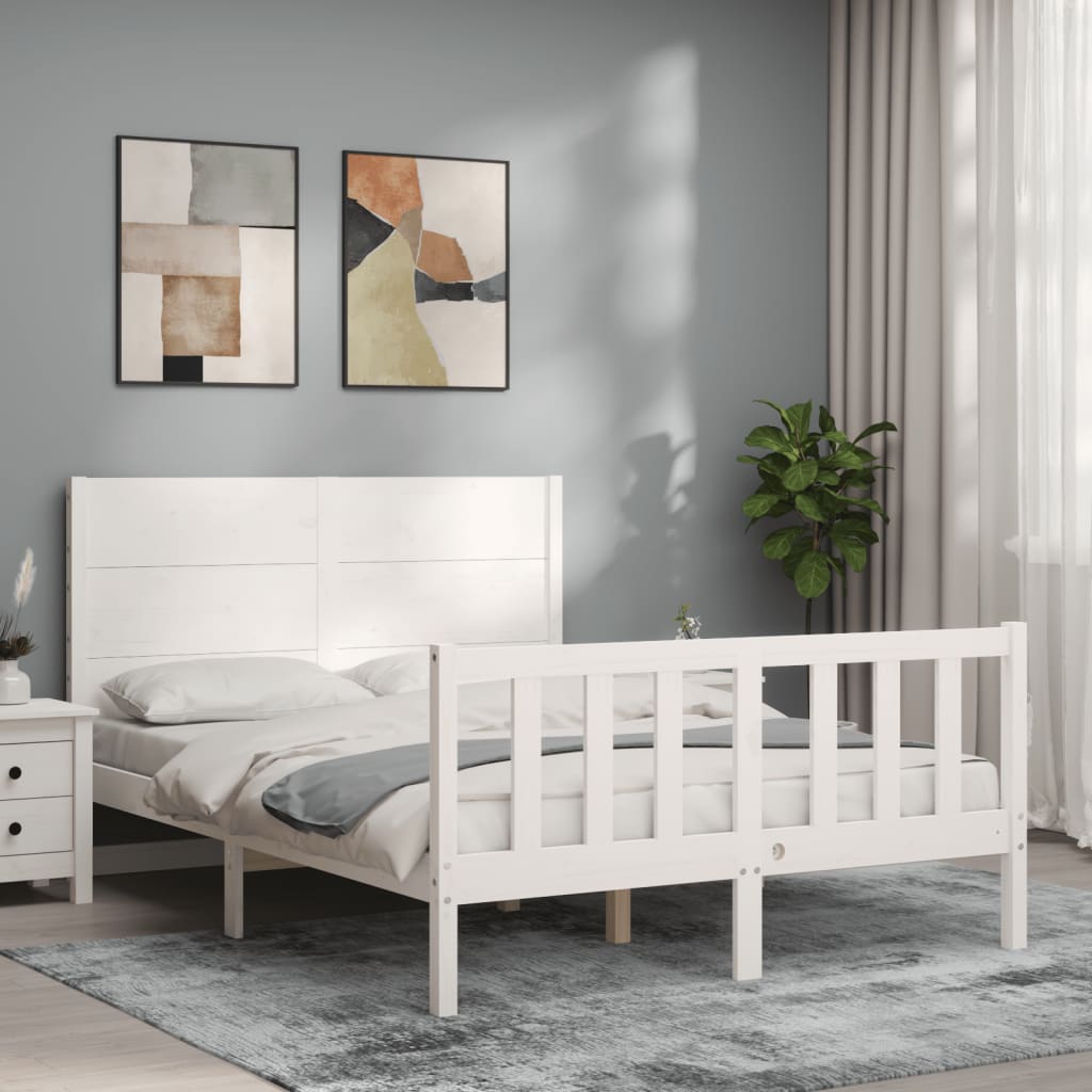 Bed Frame without Mattress White 140x190 cm Solid Wood Pine