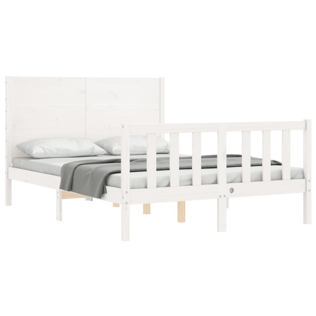 Bed Frame without Mattress White 140x190 cm Solid Wood Pine