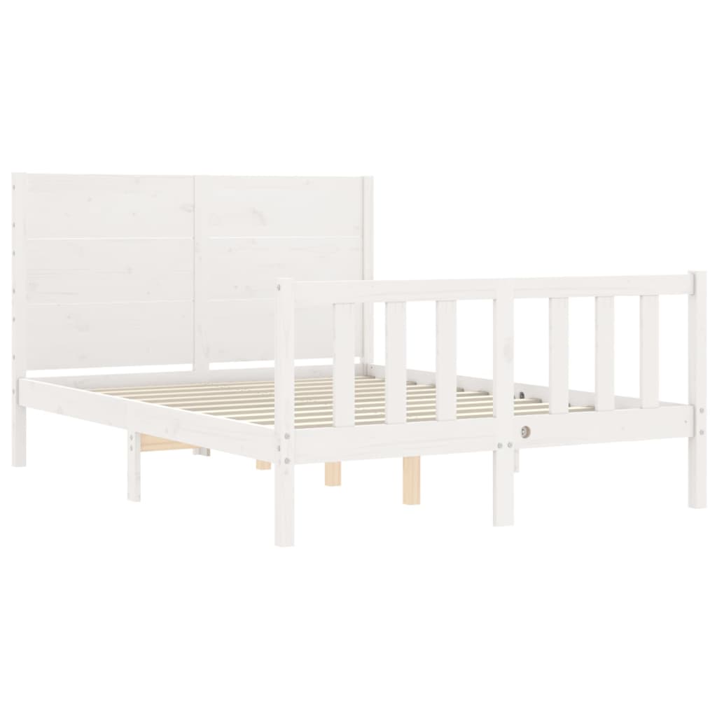 Bed Frame without Mattress White 140x190 cm Solid Wood Pine