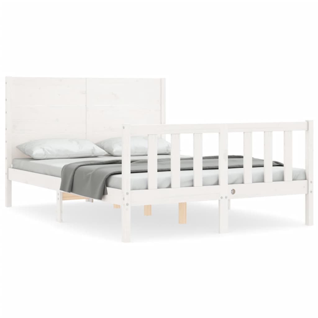 Bed Frame without Mattress White 140x200 cm Solid Wood Pine