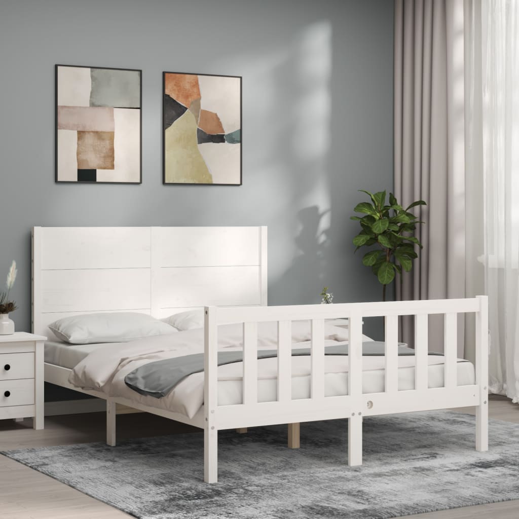 Bed Frame without Mattress White 140x200 cm Solid Wood Pine