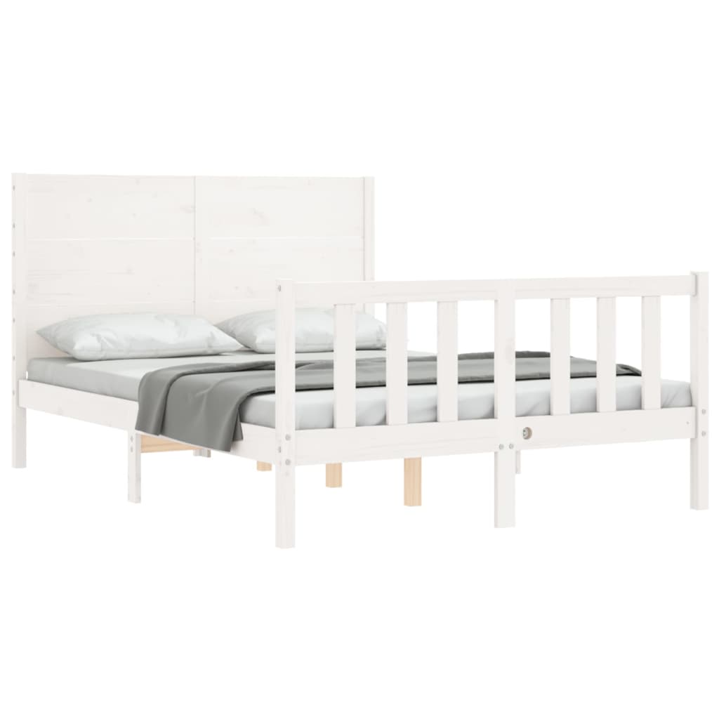 Bed Frame without Mattress White 140x200 cm Solid Wood Pine