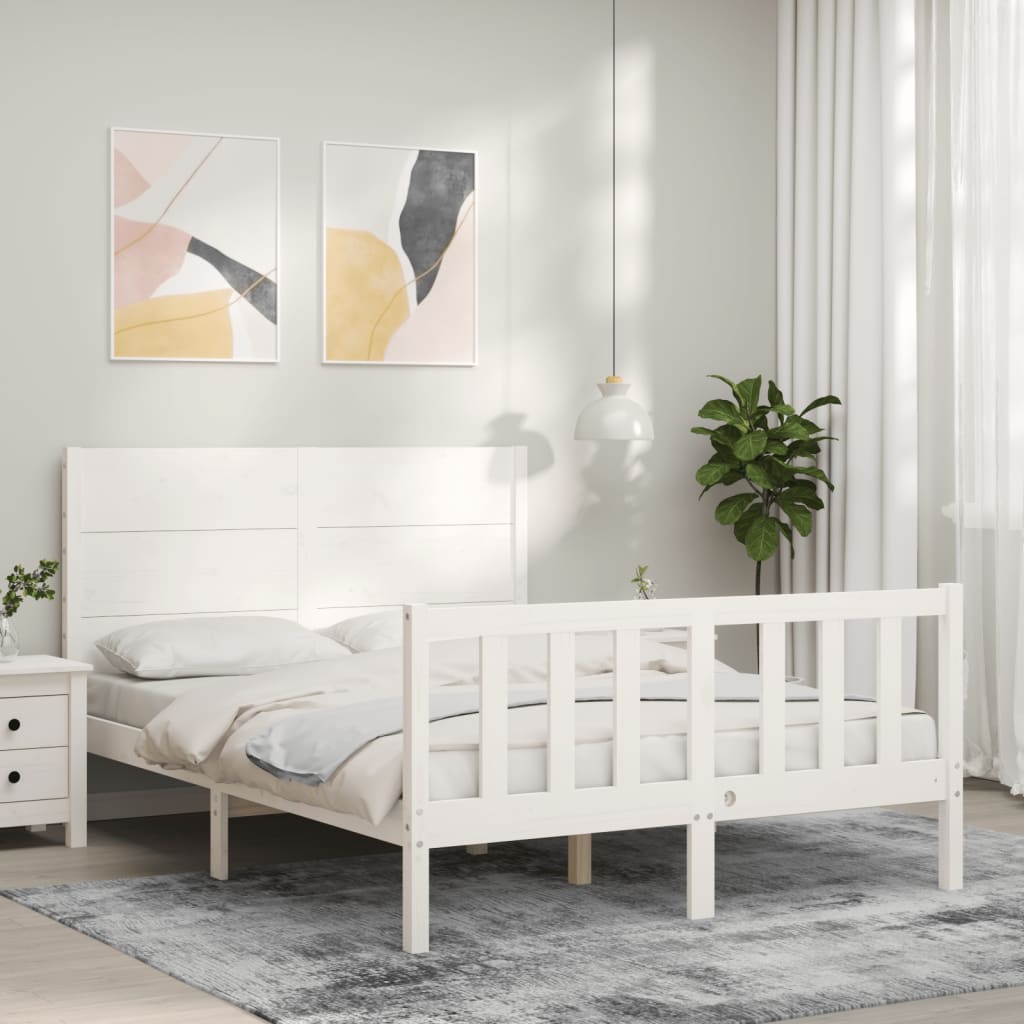 Bed Frame without Mattress White 140x200 cm Solid Wood Pine