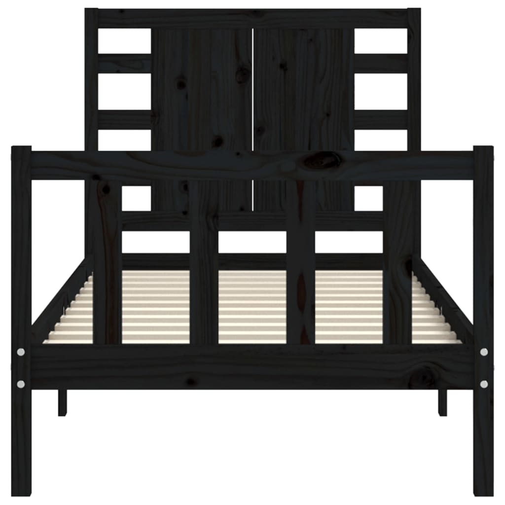 Bed Frame without Mattress Black Small Single Solid Wood Pine