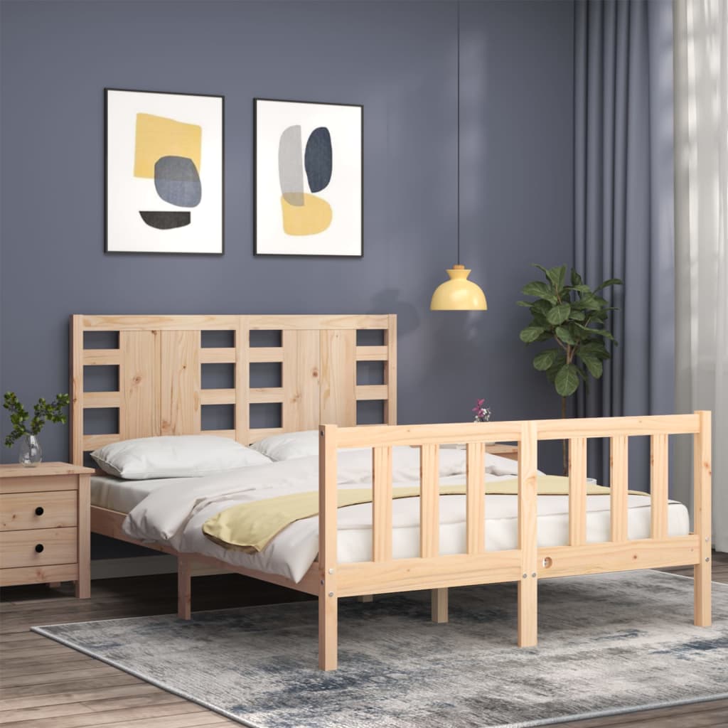 Bed Frame without Mattress Small Double Solid Wood Pine
