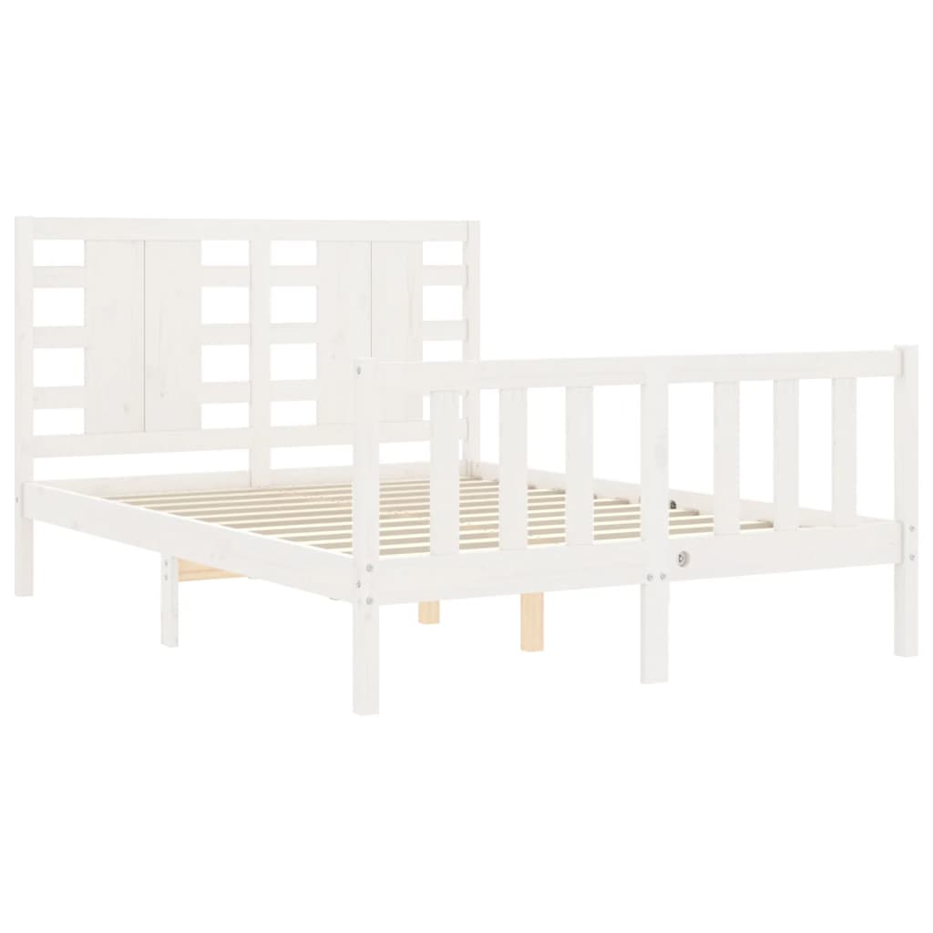 Bed Frame without Mattress White Small Double Solid Wood Pine