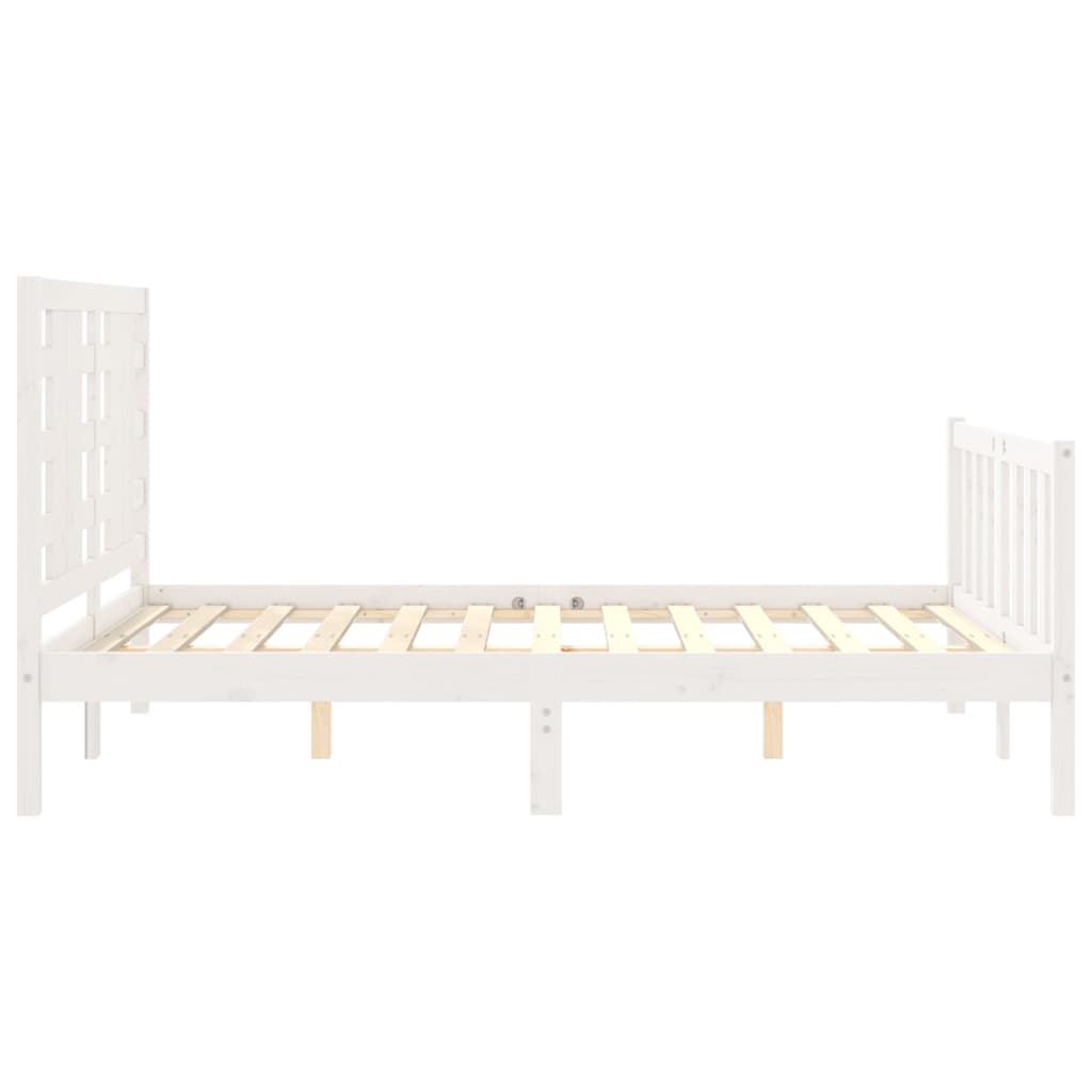 Bed Frame without Mattress White Small Double Solid Wood Pine