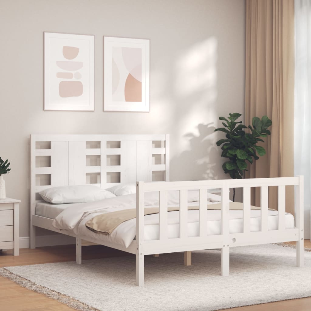 Bed Frame without Mattress White 120x200 cm Solid Wood Pine