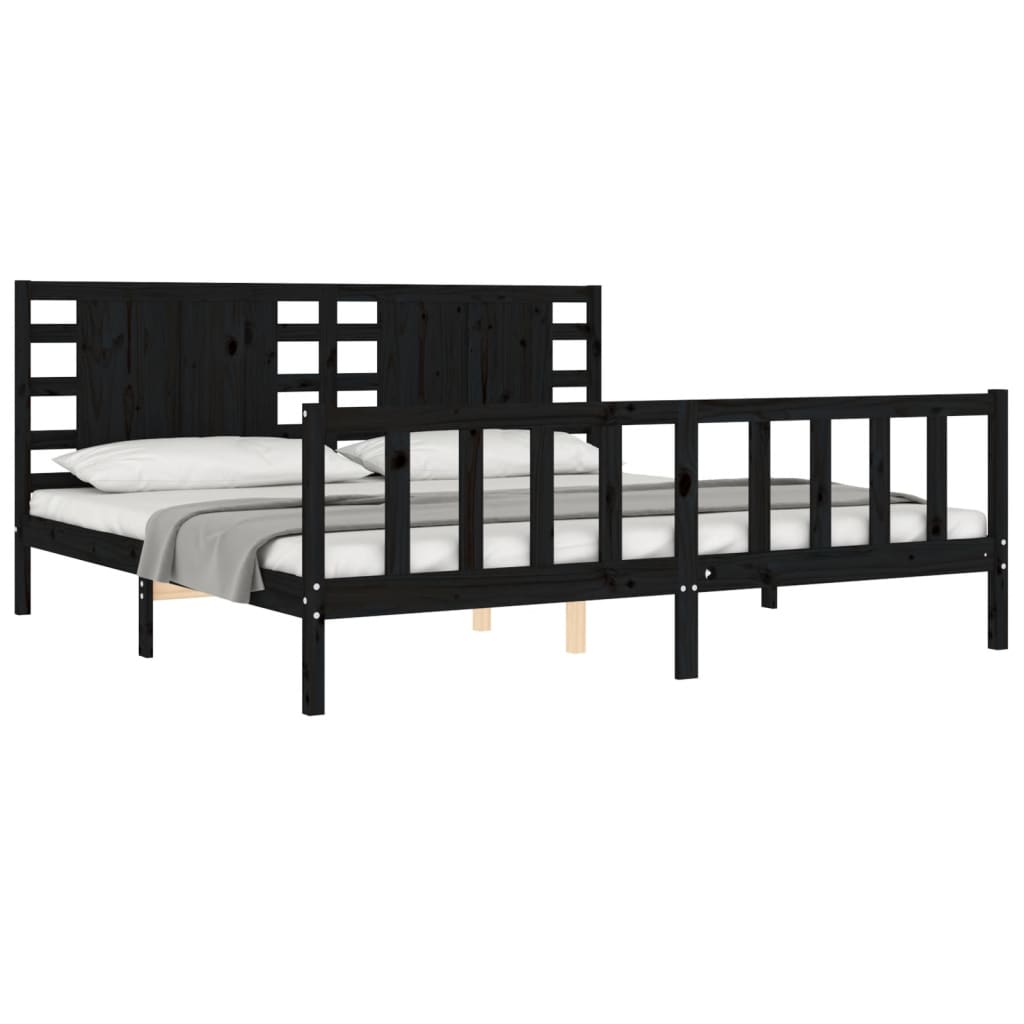Bed Frame without Mattress Black 200x200 cm Solid Wood Pine