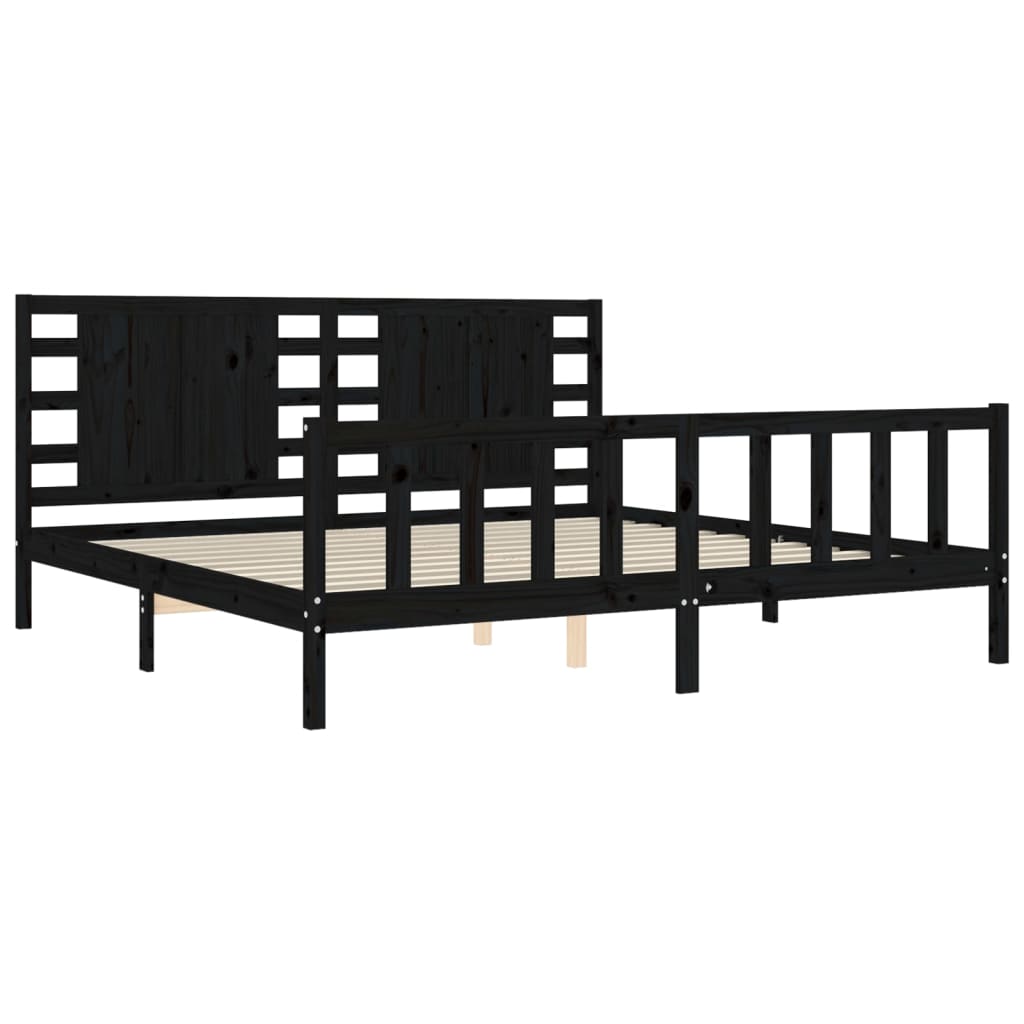 Bed Frame without Mattress Black 200x200 cm Solid Wood Pine