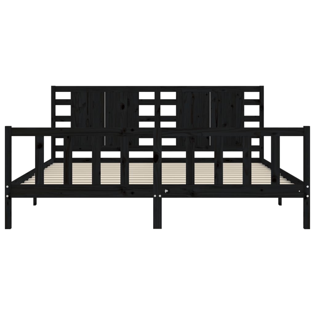 Bed Frame without Mattress Black 200x200 cm Solid Wood Pine