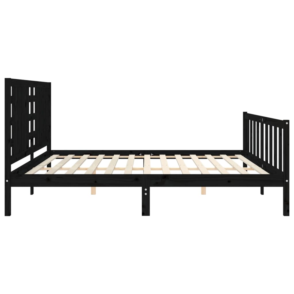 Bed Frame without Mattress Black 200x200 cm Solid Wood Pine