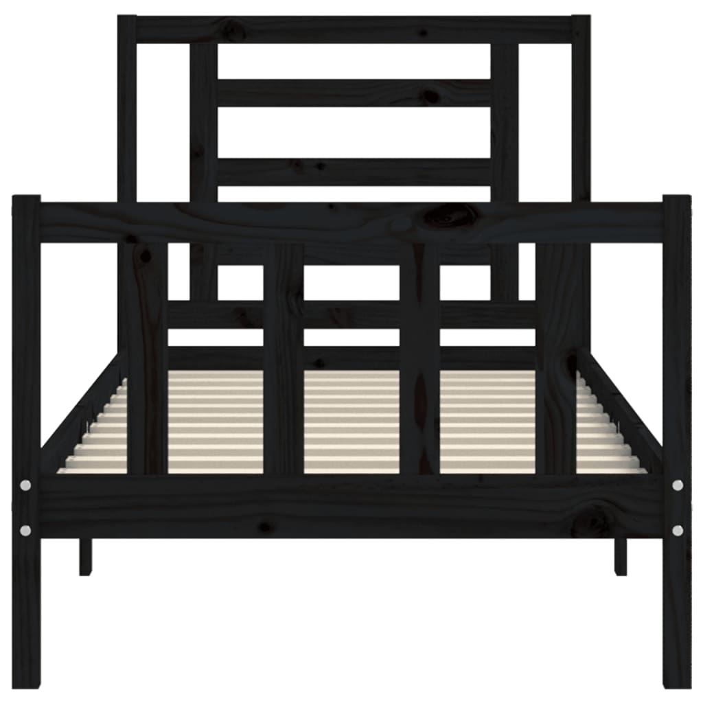 Bed Frame without Mattress Black Small Single Solid Wood Pine