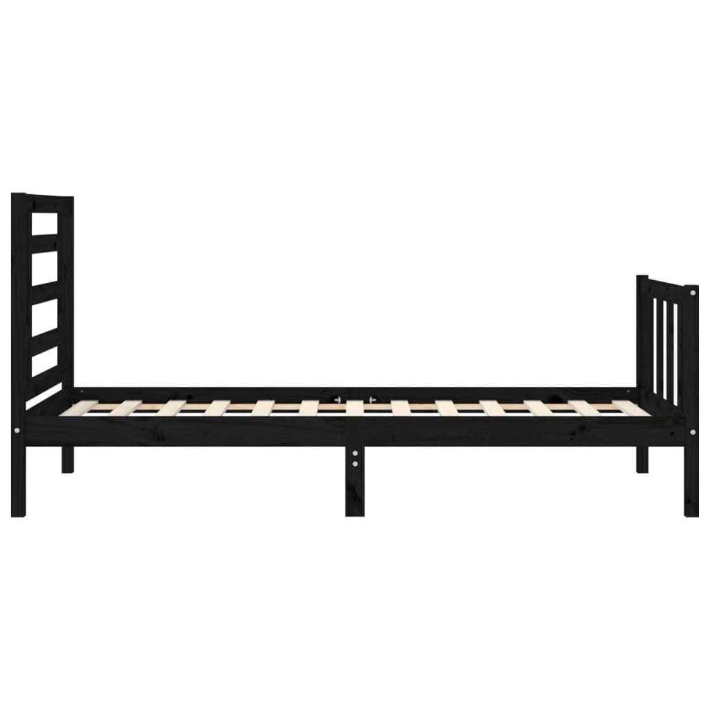 Bed Frame without Mattress Black Small Single Solid Wood Pine